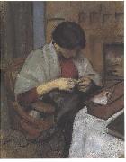 August Macke Elisabeth Gerhard sewing oil painting